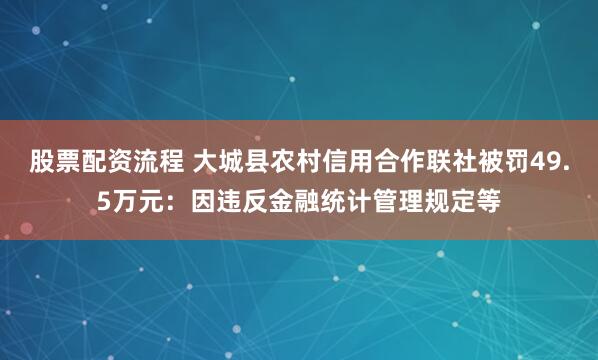 股票配资流程 大城县农村信用合作联社被罚49.5万元：因违反金融统计管理规定等